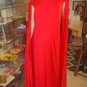 BEAUTIFUL RED CAPED GOWN STEAMPUNK